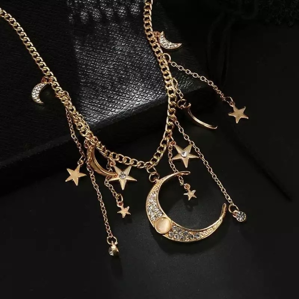 Bohemian Moon & Stars Crystal Necklace - Picture 12 of 16